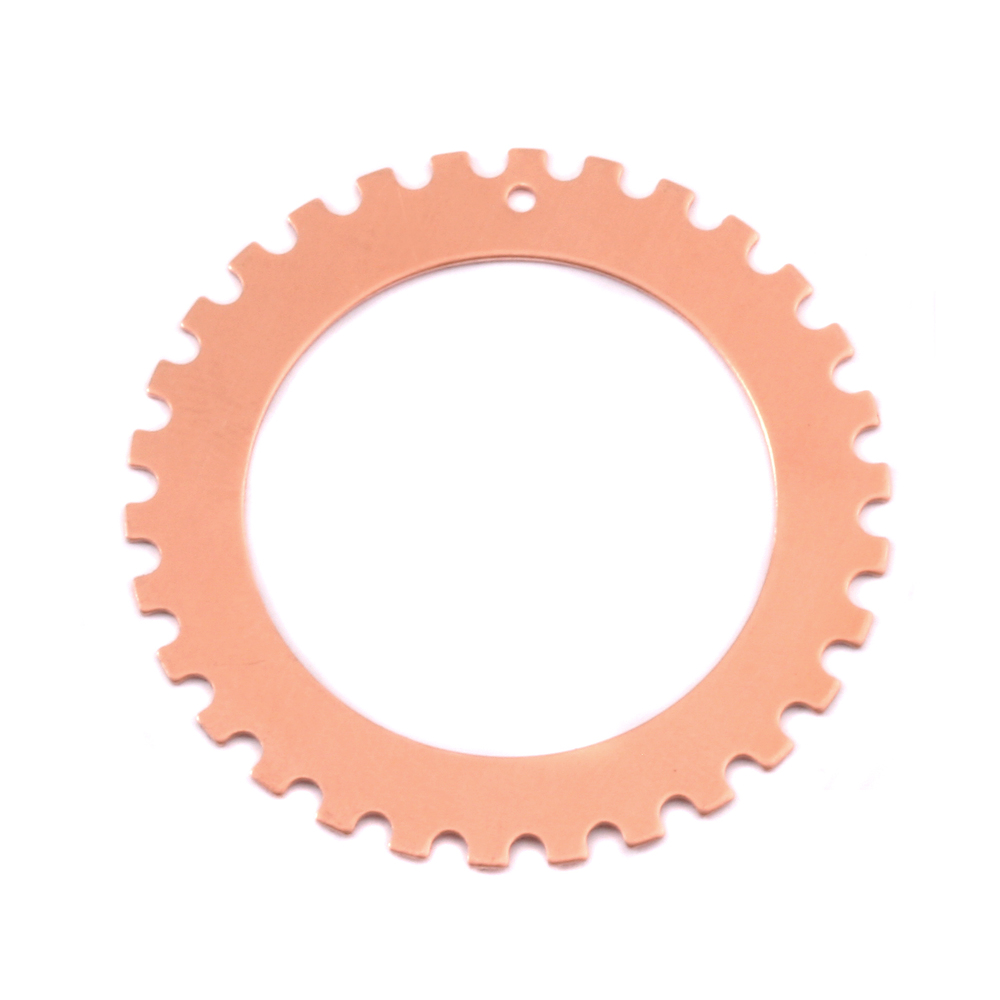 Metal Stamping Blanks Copper Notched Washer, 34mm (1.34") with 25mm (1") ID, 24g